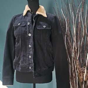 Tommy Hilfiger Black Denim Jacket with Tan Collar
